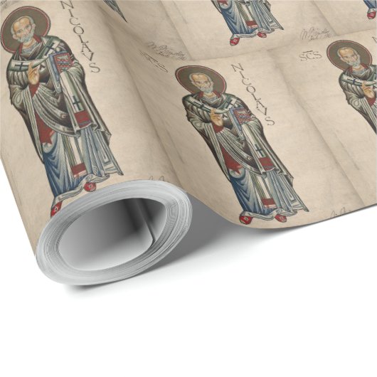 St. Nick St. Nikolaus von Myra Pattern Wasserfarbe Geschenkpapier (Rolleneckpunkt)