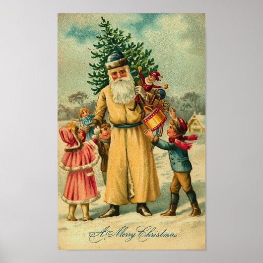 St. Nick und Kinder zu Weihnachten Poster (Vorne)