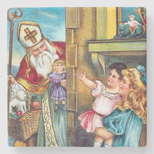 St. Nick Weihnachten Steinuntersetzer (Vorderseite)