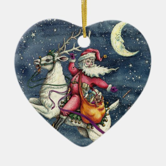 ST. NICK, WEISSER REINDEL, CHRISTMAS MAGIC KERAMIK ORNAMENT (Vorne)