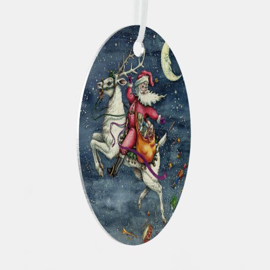ST. NICK, WEISSER REINDEL, CHRISTMAS MAGIC ORNAMENT AUS METALL (Vorderseite Rechts)