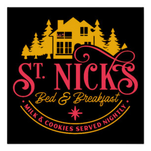 ST-NICKE BED & BREAKFAST lustige Weihnachten Poster