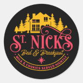 ST-NICKE BED & BREAKFAST lustige Weihnachten Runder Aufkleber (Vorderseite)