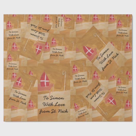 St. NickWatercolor Sinterklaas Sankt Nikolaus Geschenkpapier (Flach)