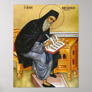 St. Nicodemus der Hagiorit Orthodoxe Ikonen Druck Poster