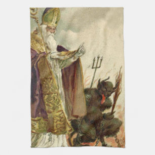 St. Nikolaus Krampus Heugabel Priester Küchentuch