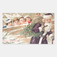 St. Nikolaus mit Bäumen und Kindern Vintag