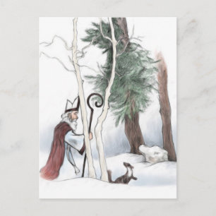 St. Nikolaus und Pine Marten Postkarte