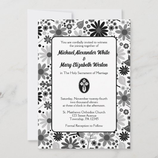St. Olga Cross Blumenorthodoxe Hochzeitseinladunge Einladung (Vorderseite)