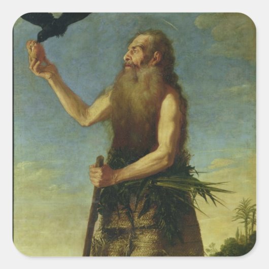 St. Onuphrius (Öl auf Leinwand) Quadratischer Aufkleber (Vorderseite)