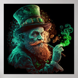 St Paddies'Day Leprechaun Rauchen Poster