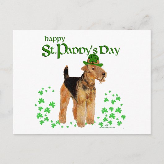 St Paddys Day Airedale Postkarte (Vorderseite)