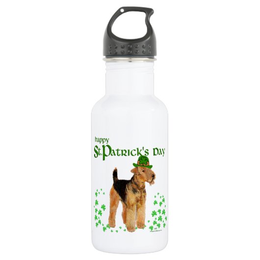 St Paddys Day Airedale Trinkflasche (Vorderseite)