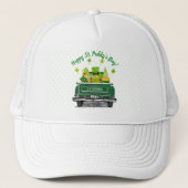 St. Paddy's Day Gnome Vintager Grüner LKW Truckerkappe (Vorderseite)
