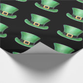 St Paddy's Day Green Top Hat Muster auf schwarz Geschenkpapier (Ecke)
