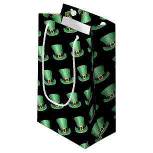 St Paddy's Day Green Top Hat Muster auf schwarz Kleine Geschenktüte