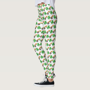 St. Paddy's Day Lucky Pot of Gold Rainbow Kleeblat Leggings