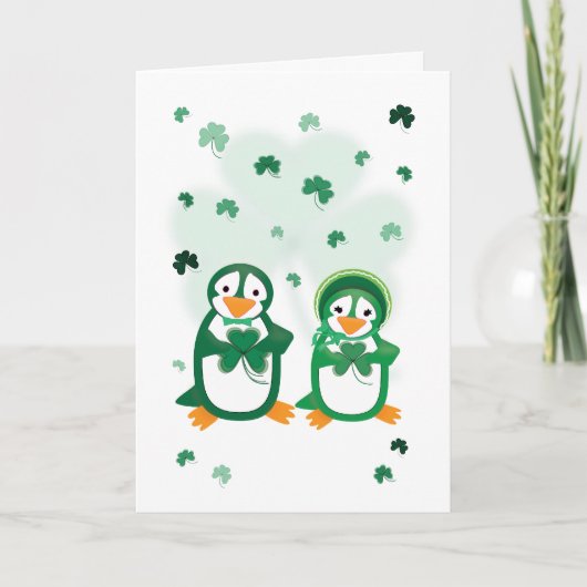 St. Paddy's Day Pinguins Card Karte (Vorderseite)