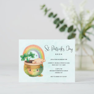 St. Paddy's Day Rainbow & Clover Party Einladung Postkarte