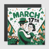 St. Paddy's Day tanzende Folklore Magnetkarte (Vorne/Hinten)