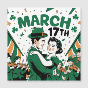 St. Paddy's Day tanzende Folklore Magnetkarte