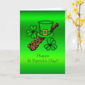 St Paddy's Day Top Hut, Kleeblatt und Shillelagh Karte (Gelbe Blume)