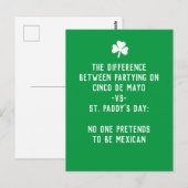 St Paddy's Day vs Cinco de Mayo Postkarte (Vorne/Hinten)