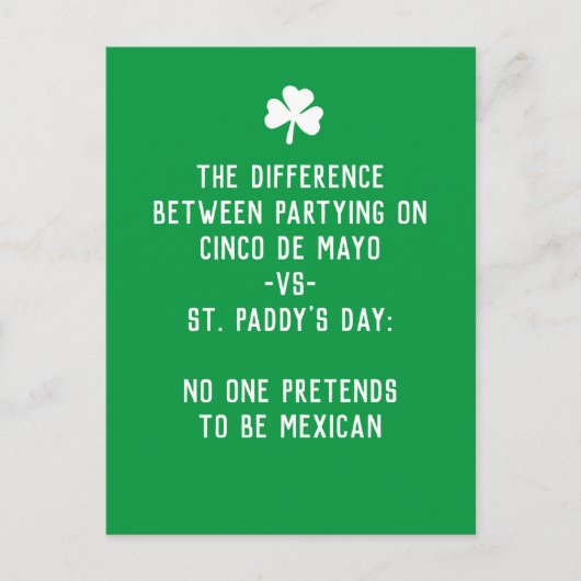 St Paddy's Day vs Cinco de Mayo Postkarte (Vorderseite)