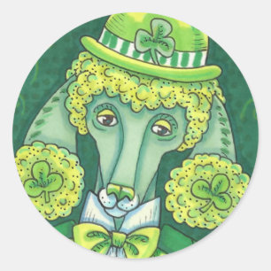 ST. PADDY'S IRISH GREEN FRANZÖSISCHES POODLE, LUCK RUNDER AUFKLEBER