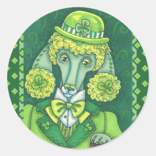 ST. PADDY'S IRISH GREEN FRANZÖSISCHES POODLE, LUCK RUNDER AUFKLEBER