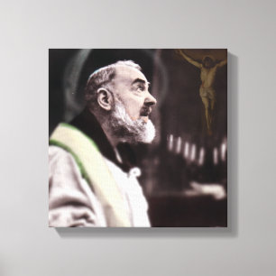 ST. PADRE PIO MASSE FEIERND LEINWANDDRUCK