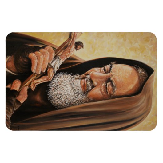 St. Padre Pio mit Crucifix Kühlschrank/Auto Magnet (Horizontal)