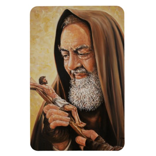 St. Padre Pio mit Crucifix Kühlschrank/Auto Magnet (Vertikal)