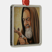 St. Padre Pio mit Kruzifix Silbernes Ornament (Rechts)