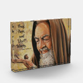 St. Padre Pio mit Zitat beten Hoffnung sich sorgen Fotoblock (Links)