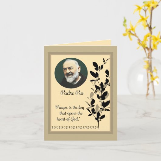 St. Padre Pio mit Zitat Karte (Gelbe Blume)