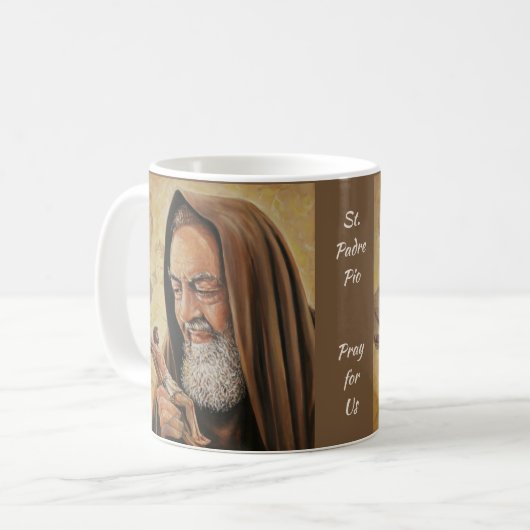 St. Padre Pio Priester u. Stigmatist Kaffeetasse (Vorderseite Links)