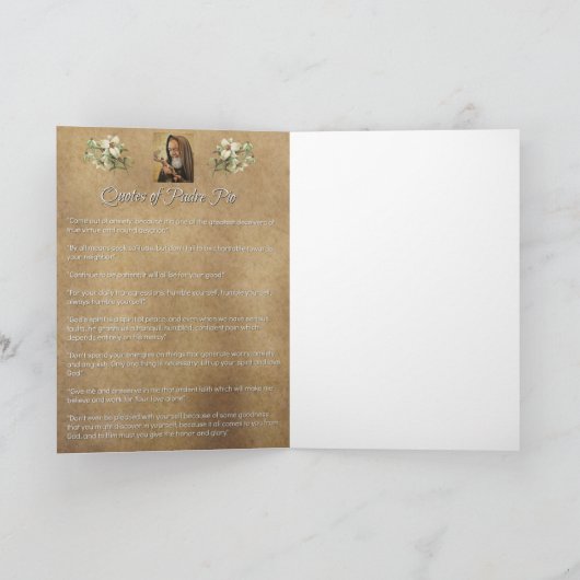 St. Padre Pio Stigmatist-Priester Karte (Innenseite)