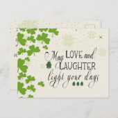 St Partick's Day Irish Segen Green Kleeblatts Postkarte (Vorne/Hinten)