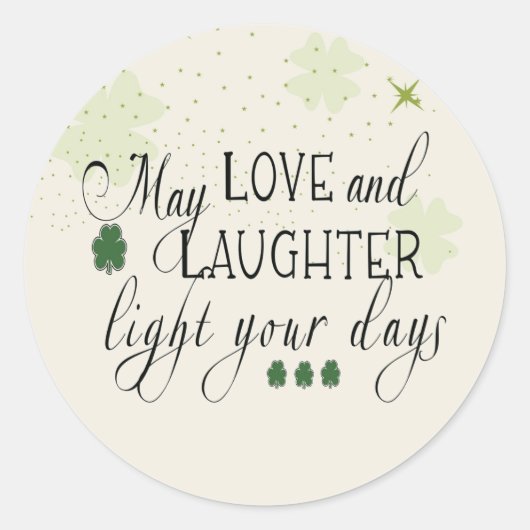 St Partick's Day Irish Segen Green Kleeblatts Runder Aufkleber (Vorderseite)