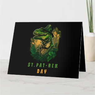 St Pat Trex Day Leprechaun Dinosaur Dino Happy St Karte