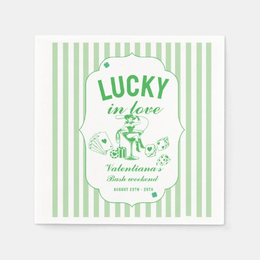 St patrcik lucky bachelorette in love party serviette (Vorderseite)