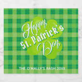 St Patrck's Day Lucky Clover Green Tartan Custom Bierflaschenetikett (Einzelnes Label)