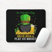 St Patrick#39;s Day Drink Beer Play Ice Hockey Fun Mousepad (Mit Mouse)