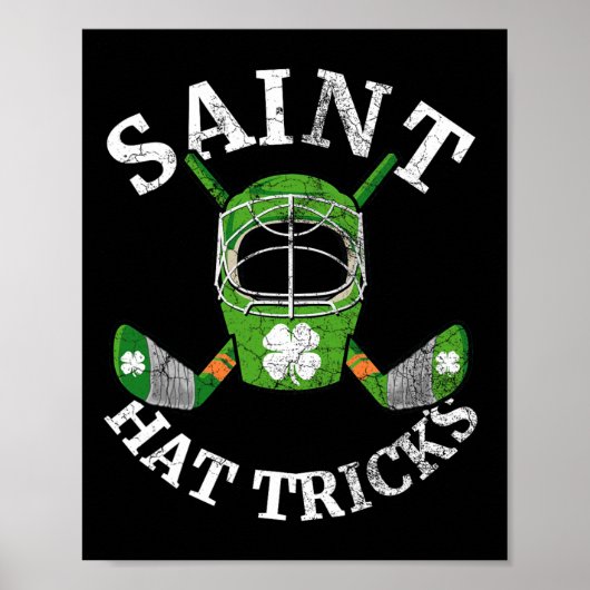 St. Patrick#39;s Day Saint Hat Tricks Hockey Shamr Poster (Vorne)