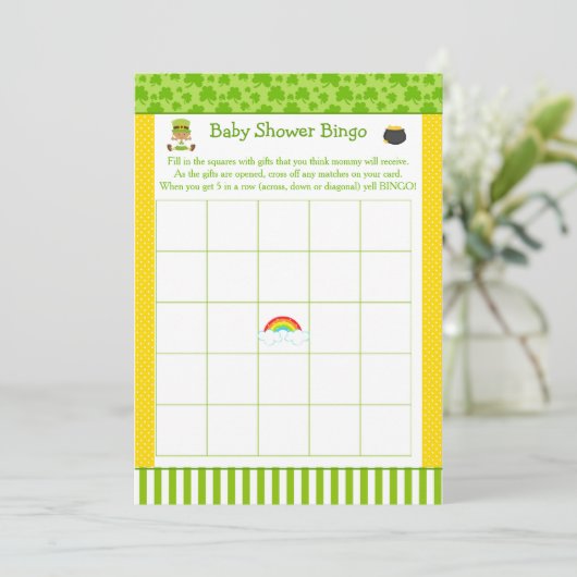 St Patrick African American Girl Baby Shower Bingo Einladung (Stehend Vorderseite)