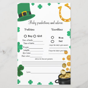 St Patrick Baby Dusche Vorhersage Spiel Baby Showe