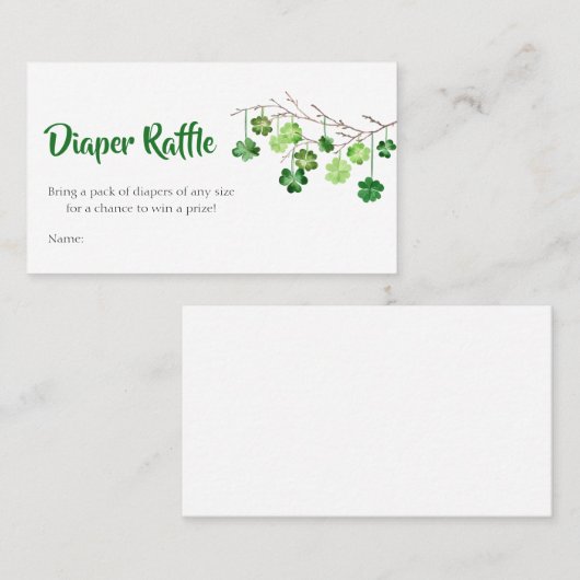 St. Patrick Baby Duwer Diaper Raffle Visitenkarte (Vorne/Hinten)