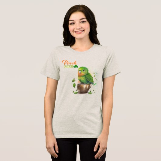 St Patrick Birdie Green Parrot Pinch Proof Tri-Blend Shirt (Vorderseite voll)