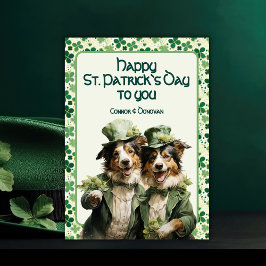St. Patrick Cheerful Irish Paws Duo Hund Feiertagskarte